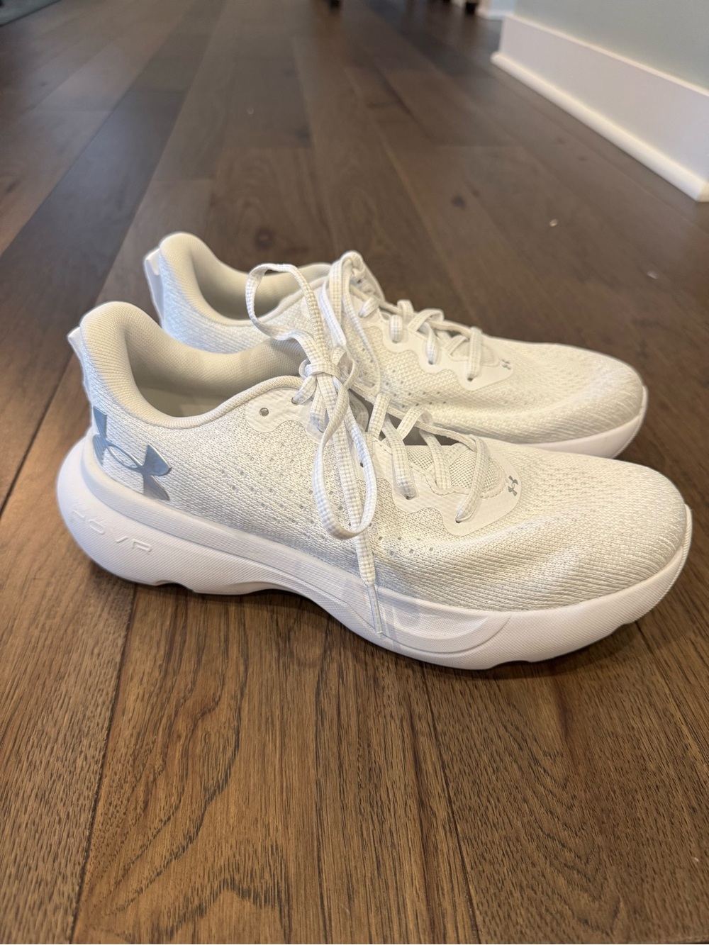Under Armour White Knit Lace-Up Sneakers